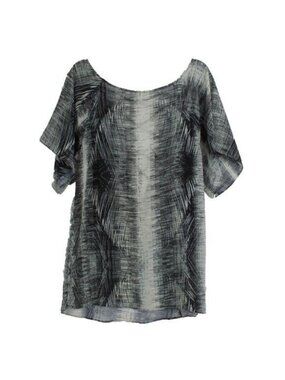 Halogen Grey Feathered Cover-Up Dress With Plunge Ladder Back